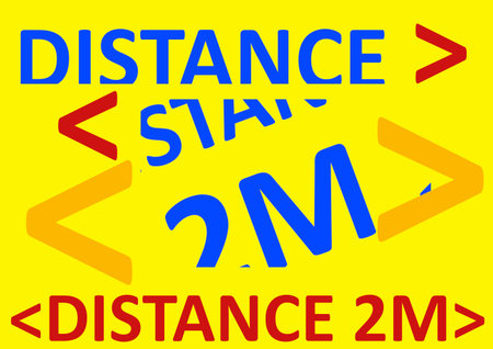 Striking background, keep distances two meters, design and concept with various colors