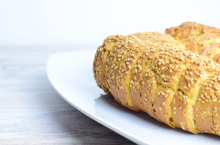 Close up, slice. Chia bread, rich in omega three, healthy, beneficial for our body and...