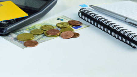 Payments, shopping expenses, economy concept, cash or credit card. Copyspace.の写真素材