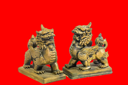 Chinese talisman figurine red background