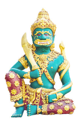 Green Giant guard pillar in the temple.の写真素材