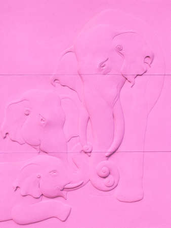 Pink Elephants carved stone walls.の写真素材