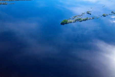 Aerial view flooded of river lowland の写真素材