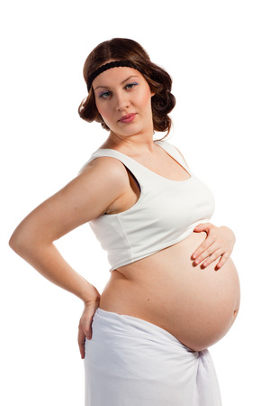 Young beautiful pregnant woman is in the nine months of pregnancy  の写真素材