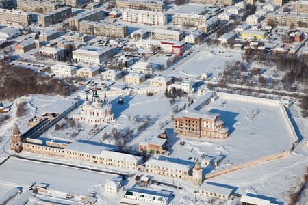 Dalmatovo Assumption Monastery in winter, top viewの写真素材