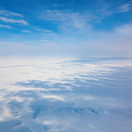 Winter tundra from aboveの写真素材