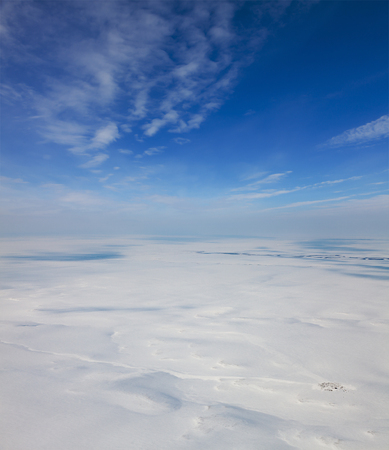 Winter tundra from aboveの写真素材