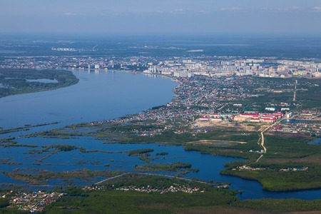 Nizhnevartovsk city is centre of Russia oil industry, top viewの写真素材