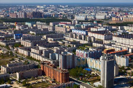 Birds eye view of the city of Surgut, Russiaのeditorial素材