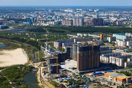 Birds eye view of the city of Surgut, Russiaのeditorial素材