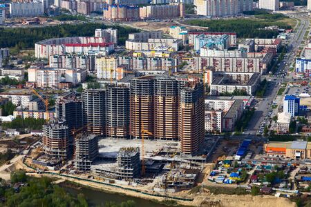 Birds eye view of the city of Surgut, Russiaのeditorial素材
