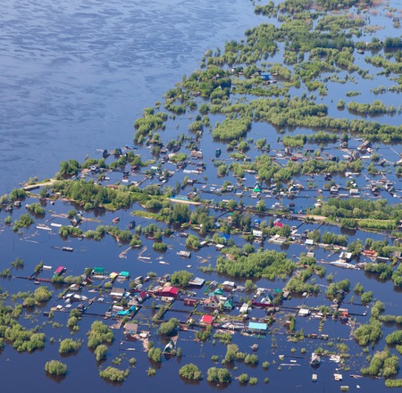 Flooded terrain in lowland of the Great Riverの写真素材