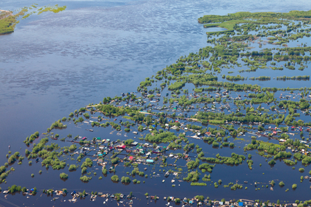 Flooded terrain in lowland of the Great Riverの写真素材