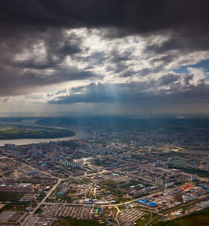 Top view the city of Nizhnevartovsk in summerの写真素材