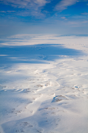 Top view of winter tundraの写真素材