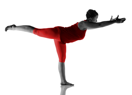 Woman making yoga exerciseの写真素材