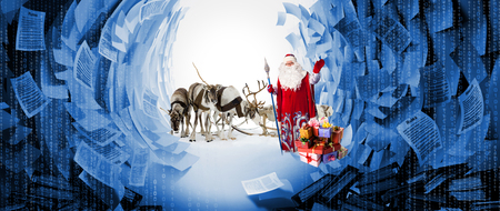 Santa Claus and his deer in Cristmas holidayの写真素材