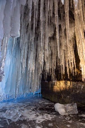 Winter Baikal. Olkhon Island. Fairy-tale Icy grottoの写真素材