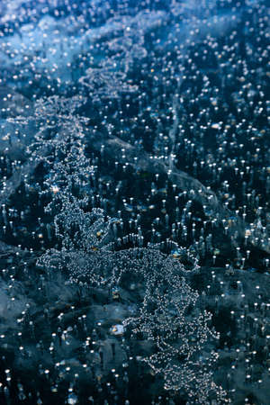 Blue ice surface with scratches on Baikal lakeの写真素材