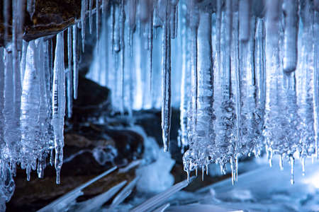 Winter Baikal. Olkhon Island. Fairy-tale Icy grottoの写真素材