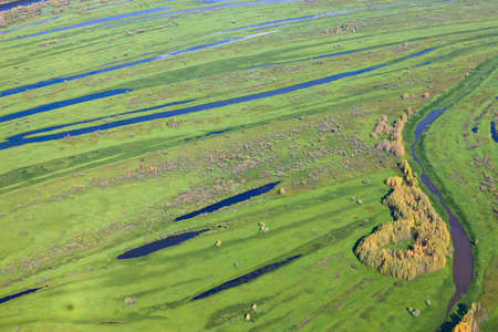 Lowland in autumn, top viewの写真素材