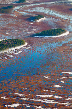 Air photo of swamps in early springの写真素材