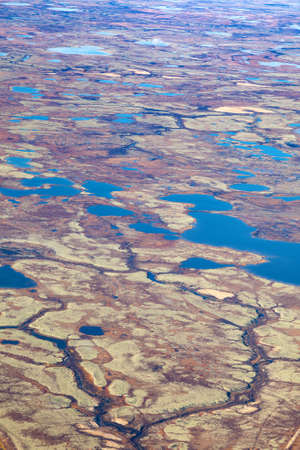 top view of tundra in autumnの写真素材