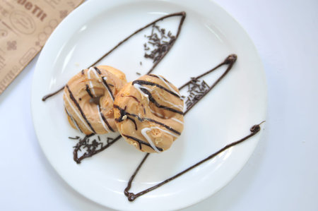 Brewing cake. Coffee desserts. Delicious dessert with coffee.