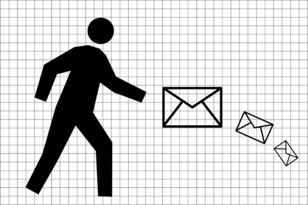 Post and man. Simple illustration. Simple post.の写真素材