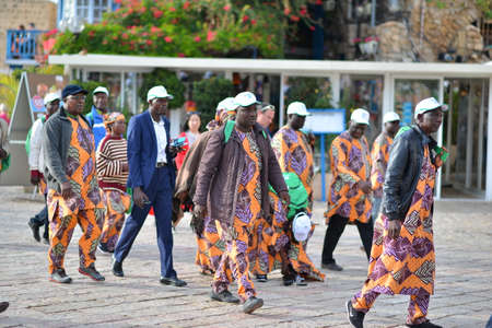 TEL AVIV, ISRAEL - NOVEMBER 25, 2017: A crowd of tourists from Ethiopia in Tel Aviv, Israel.のeditorial素材