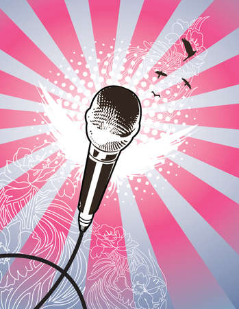 Angel Mic. All elements on seperate layers. Detailed flower motif in background.のイラスト素材