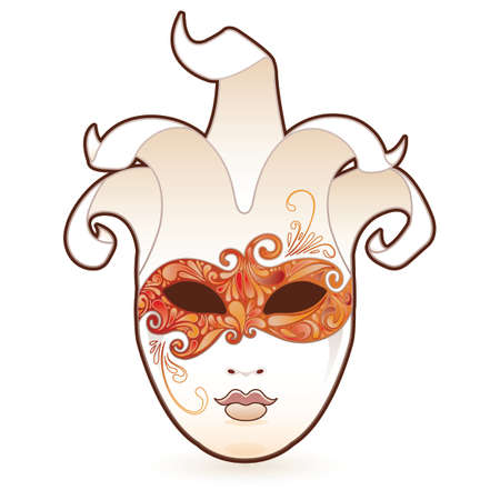 Masquerade. Highly detailed paisley eye mask on a white character. のイラスト素材