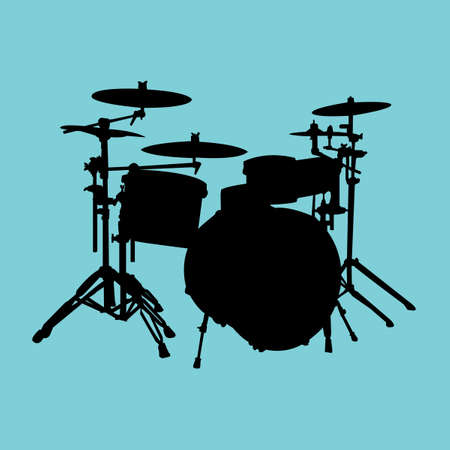 Silhouette of isolated drum kit. のイラスト素材