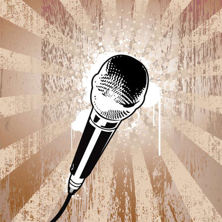 Microphone on textured background. Separated elements.のイラスト素材
