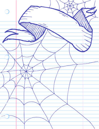 Halloween Doodle banner on lined notebook paper. Easily edited.のイラスト素材