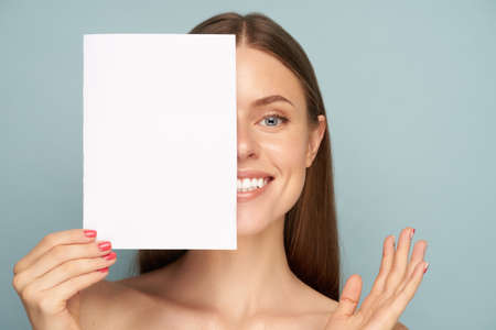 Beauty and Makeup concept. Template Design White sheet of paperの写真素材