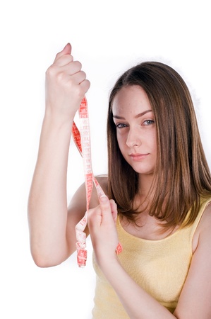 girl with tape measureの写真素材