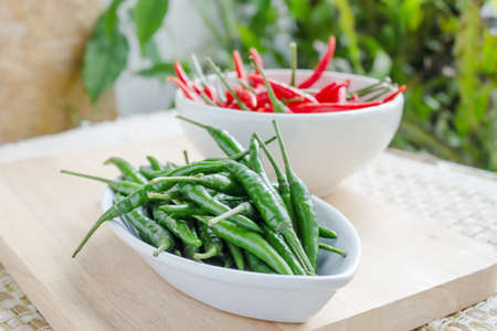 Green and red pepper isolated の写真素材