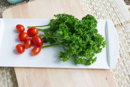 parsley and tomato の写真素材