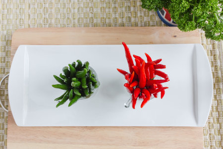 Green and red pepper isolated