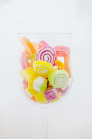 Candy fruit on a white background の写真素材