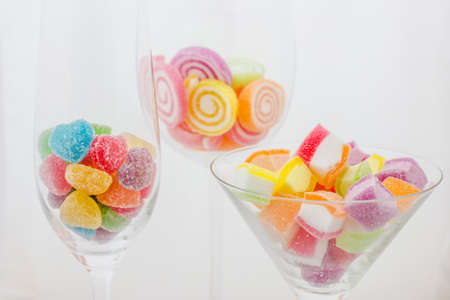 Candy fruit on a white background の写真素材