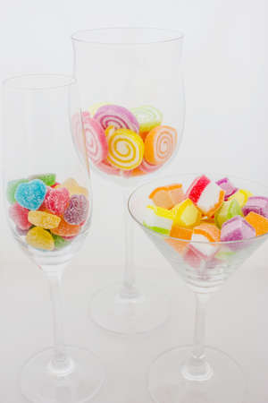 Candy fruit on a white background の写真素材