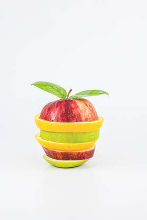 Mixed Fruit on white background の写真素材