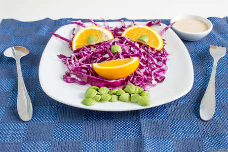 Red Cabbage salad with orange の写真素材