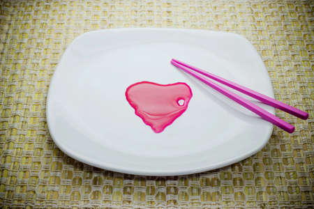 Heart shaped in plate の写真素材