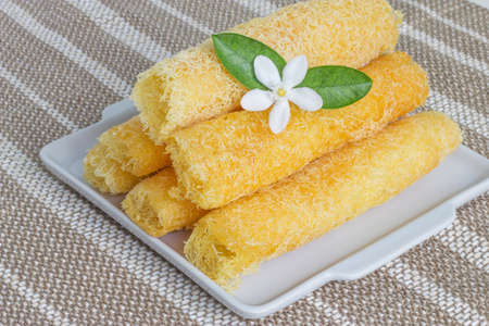 Khanom La, Thai style handmade sweet dessertの写真素材
