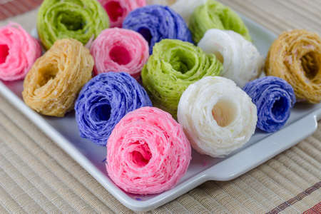 Khanom La, Thai style handmade sweet dessertの写真素材