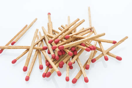 A pile of isolated matches.Match on white backgroundの写真素材