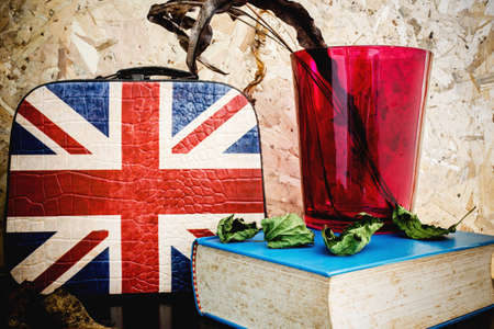 An old book stil life on backgroundの写真素材